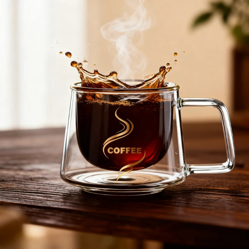 Mug verre double paroi 200 ml anse isolant - vue 3 sur 7