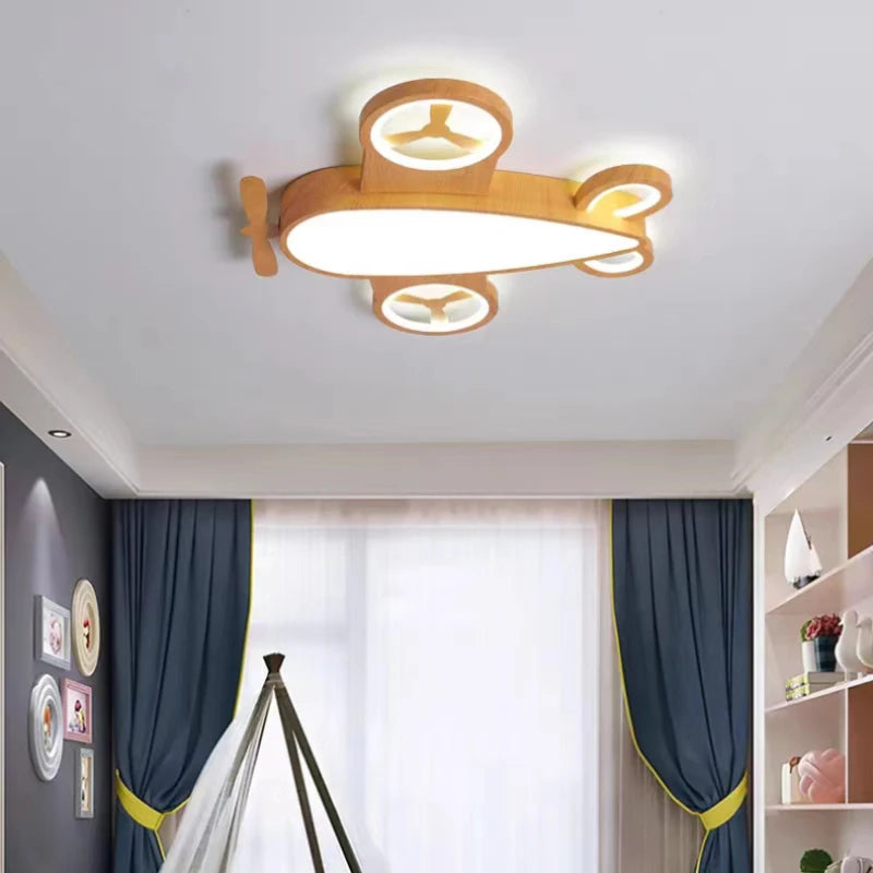 plafonnier led avion design nordique pour chambre enfant - vue 4 sur 8