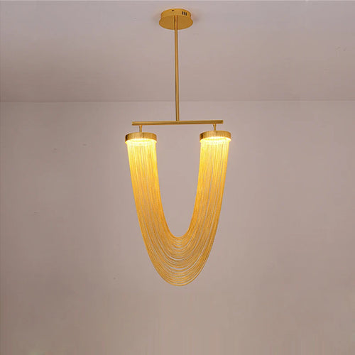 lustre art déco led dimmable en aluminium doré design élégant moderne - vue 6 sur 21