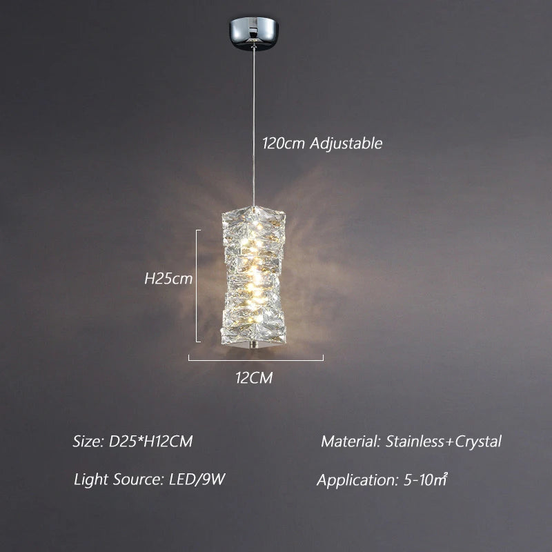 suspension nordique moderne en acier inoxydable et cristal décoratif - vue 15 sur 18