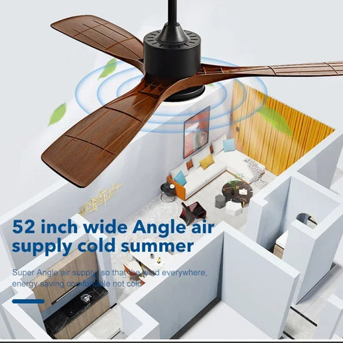 ventilateur de plafond en bois lumineux avec télécommande - vue 3 sur 12