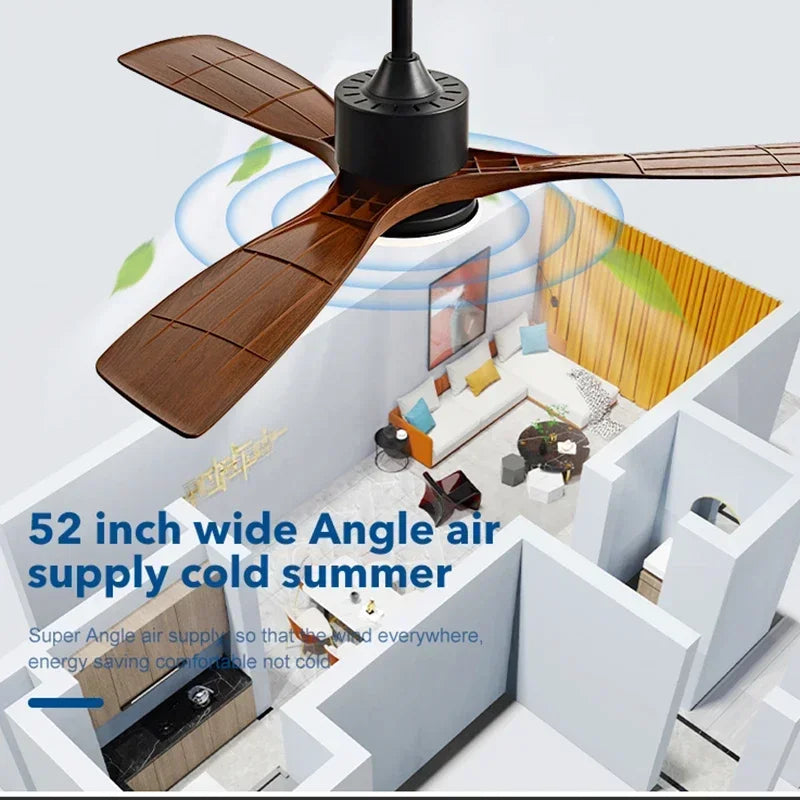 ventilateur de plafond en bois lumineux avec télécommande - vue 3 sur 12