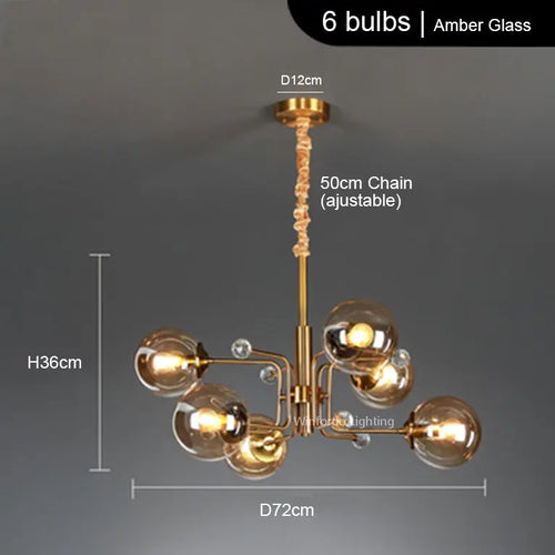 lustre led moderne 10 globes luminaire décoratif - vue 9 sur 18