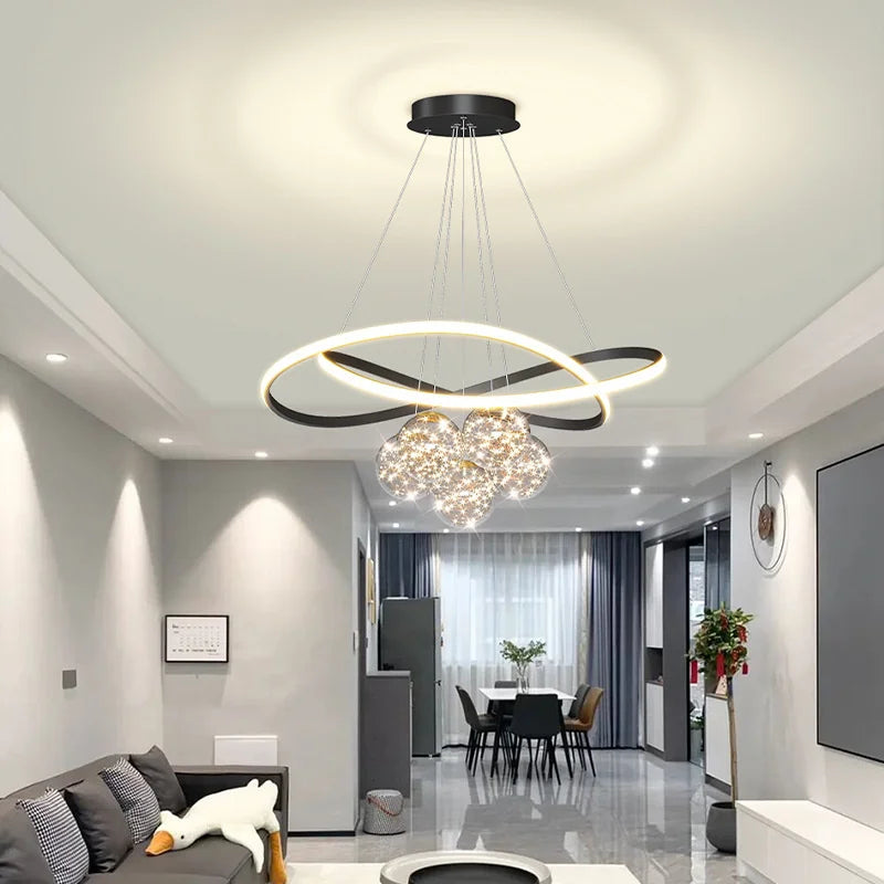 lustre moderne suspendu pour éclairage intérieur design élégant - vue 2 sur 12