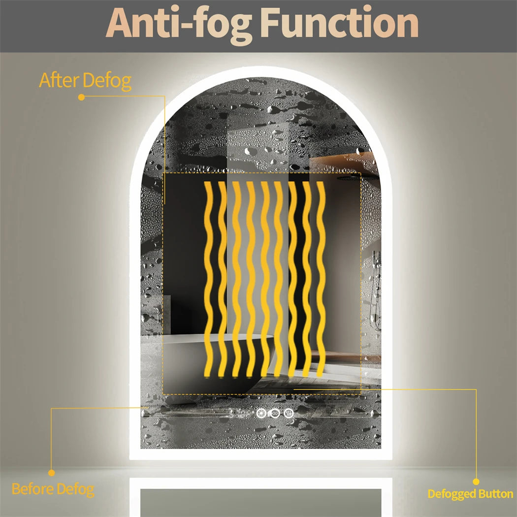 miroir LED intelligent avec affichage température heure et antibuée - vue 5 sur 7