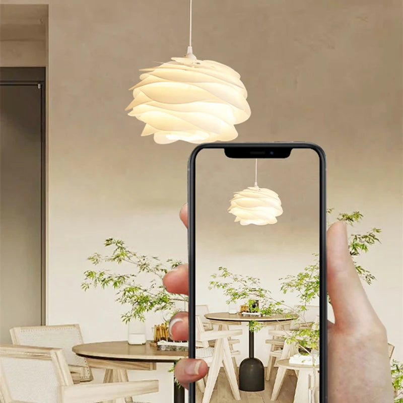 lustre nordique suspendu pétales en pvc avec ampoule offerte - vue 6 sur 12