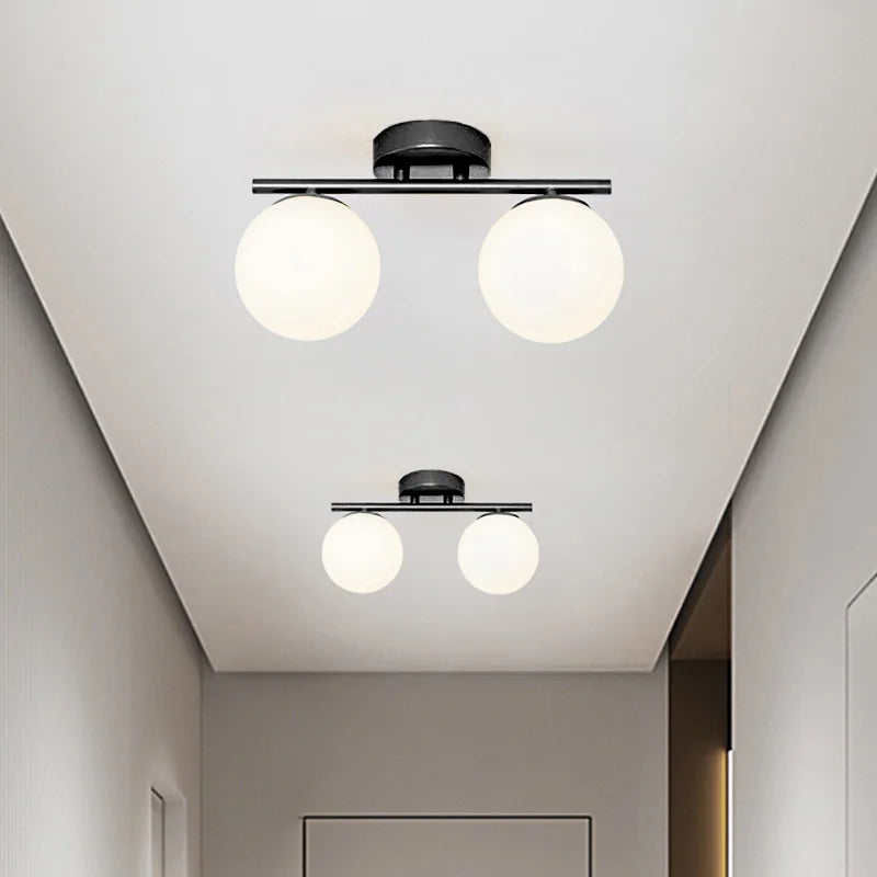 Plafonniers LED nordique fer verre boule plafonniers couloir allée balcon cuisine Simple moderne créatif décor à la maison Lustre