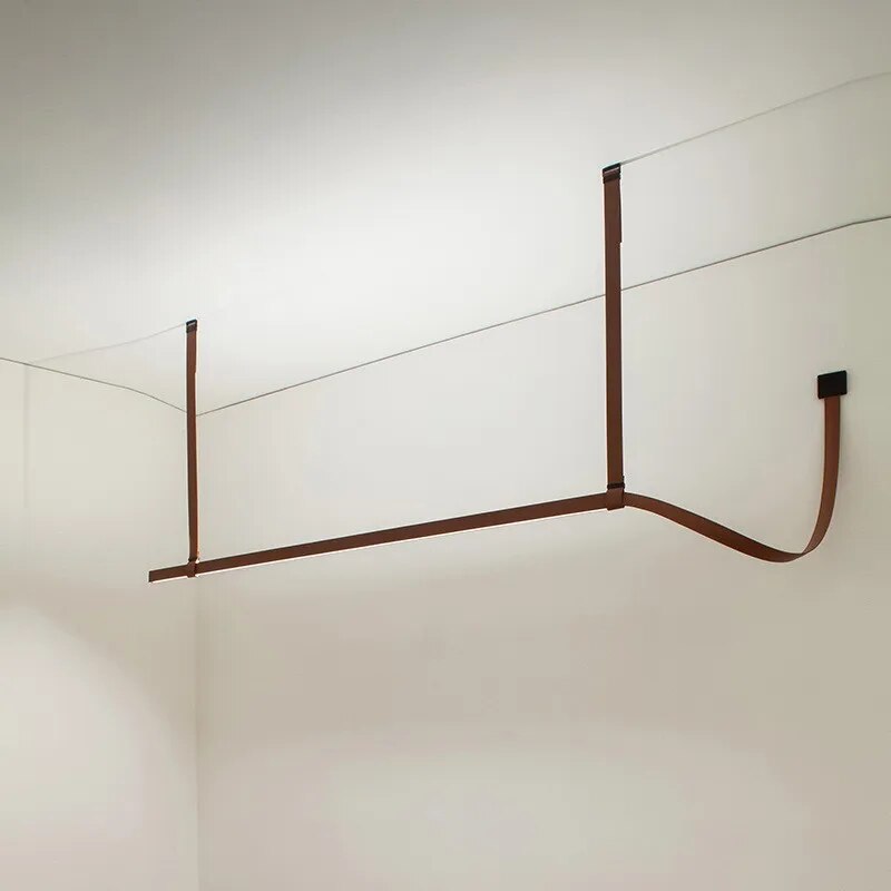 Lustre cuir led tissu suspension décor hôtel