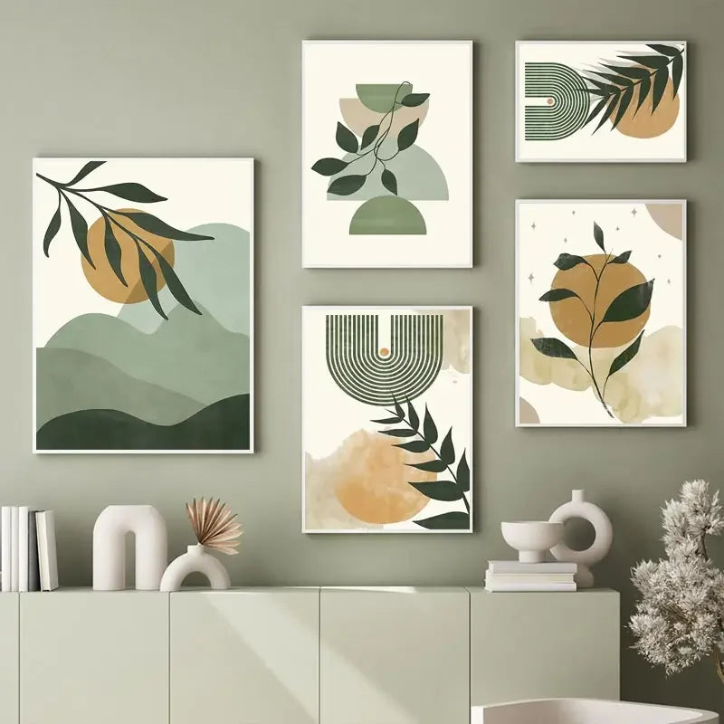 affiches boho géométriques soleil lune pour décoration intérieure