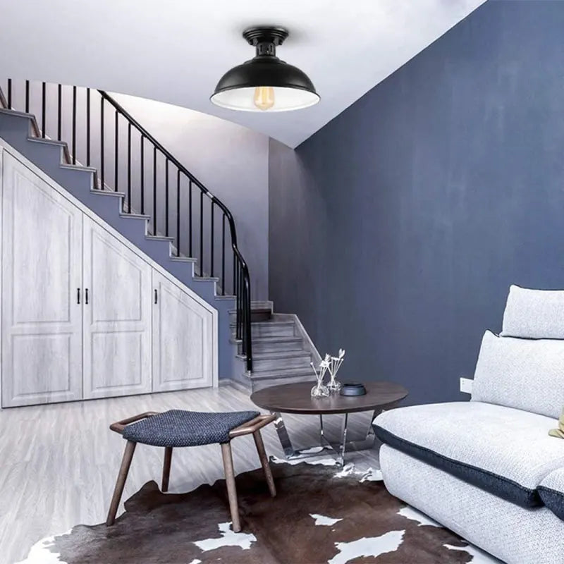 plafonnier style américain industriel rétro avec couvercle pot en maille de fer