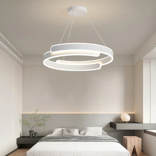 Lustre Noir Blanc Moderne LED Pour Salon Salle à manger Cuisine Éclairage Intérieur Décor À La Maison