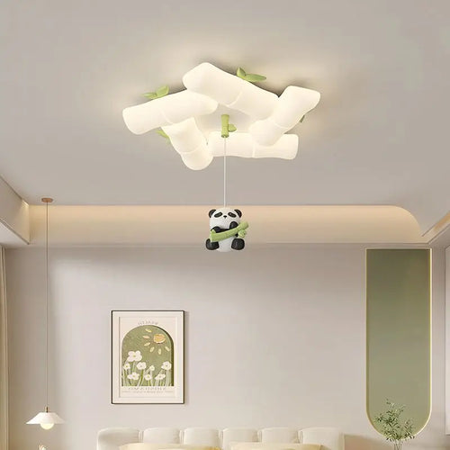 plafonnier panda en bambou pour chambre d'enfant et maternelle