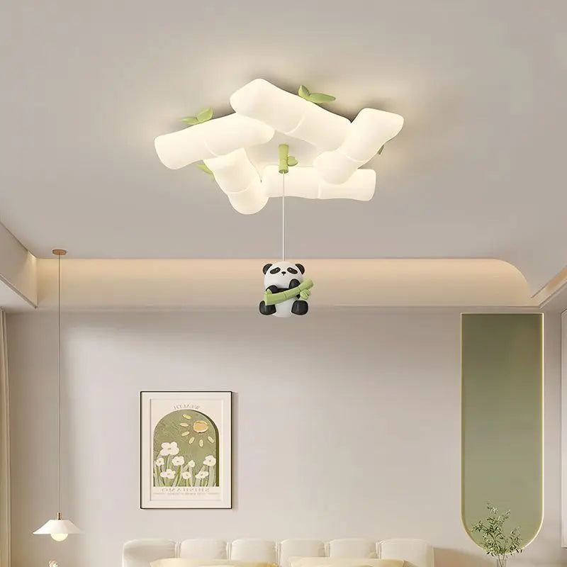 plafonnier panda en bambou pour chambre d'enfant et maternelle - vue 3 sur 8