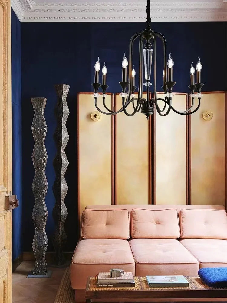lustre rétro luxe en cristal style américain - vue 5 sur 10