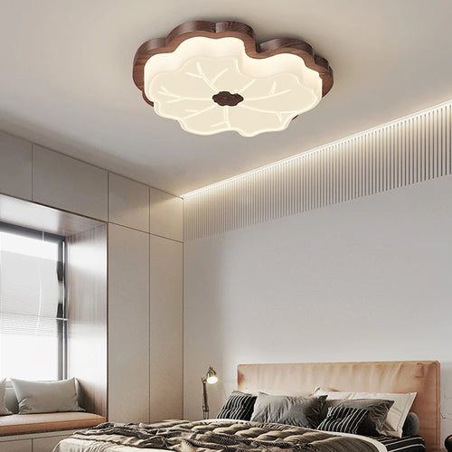lustre moderne imitation bois en forme de feuille d'arbre créatif - vue 2 sur 14