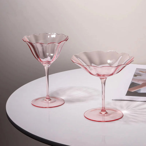 Verre vin vintage motif fleurs style cristal