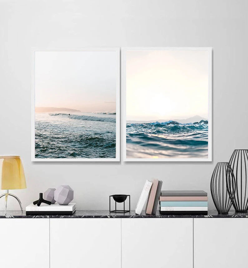 affiche de photographie de vagues océan paysage marin décor mural