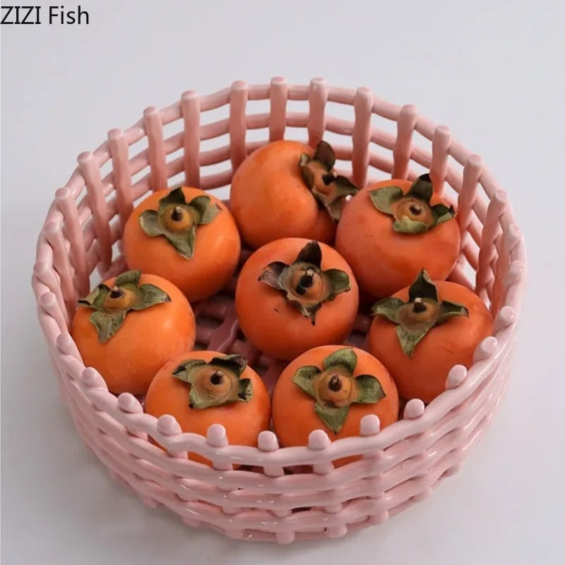 panier de rangement en céramique pour fruits et ustensiles de cuisine - vue 3 sur 21