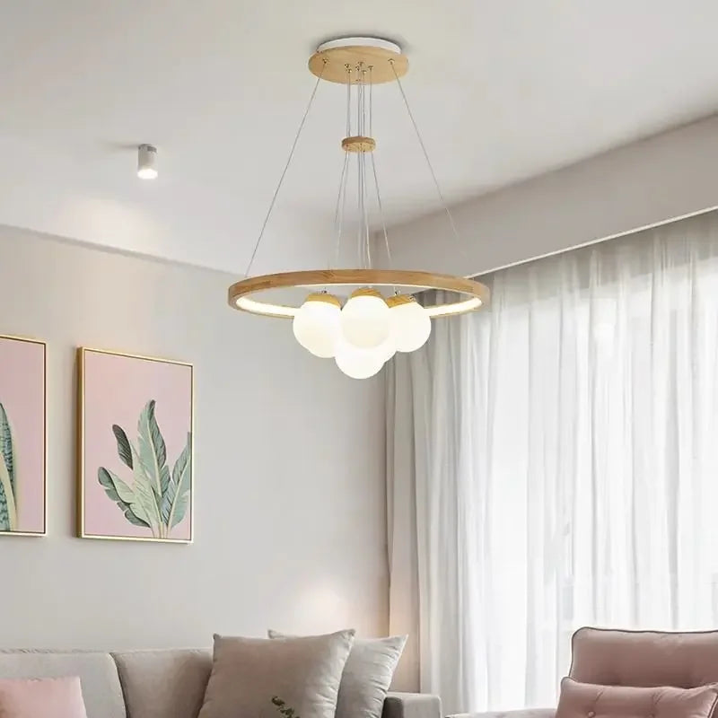 plafonnier led suspendu design moderne en forme de boule de verre - vue 3 sur 8