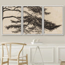 triptyque vintage branche de pin art mural décoration intérieure