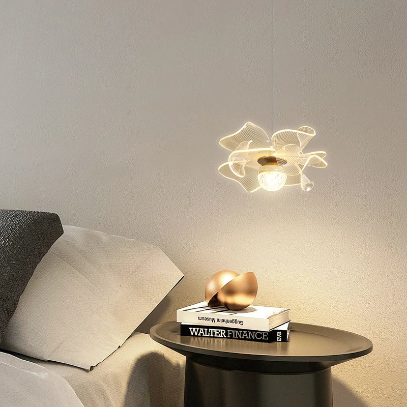 Chevet luxe haut de gamme cristal suspension lumières moderne minimaliste nordique créatif fleur protection des yeux chambre petit lustre