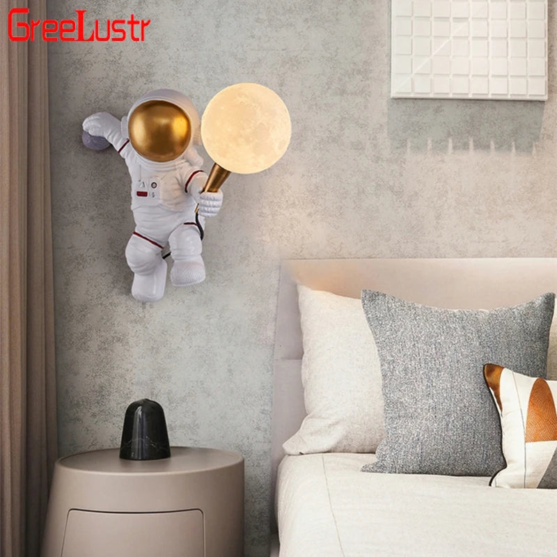 Lampe Nordique LED chambre d'enfants astronaute lune chambre chevet fond