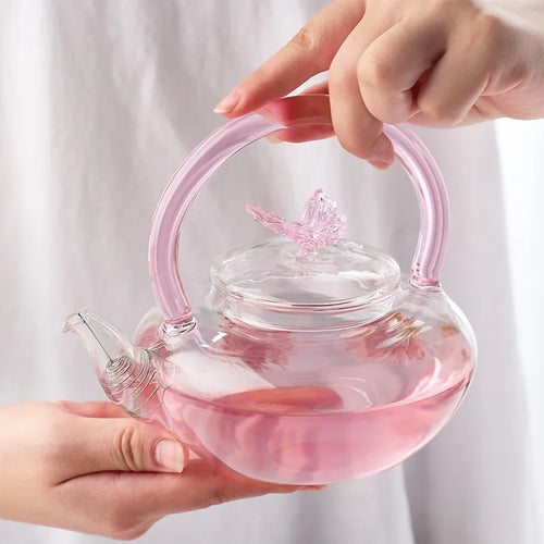 Théière papillon verre borosilicate résistante chaleur 500ml