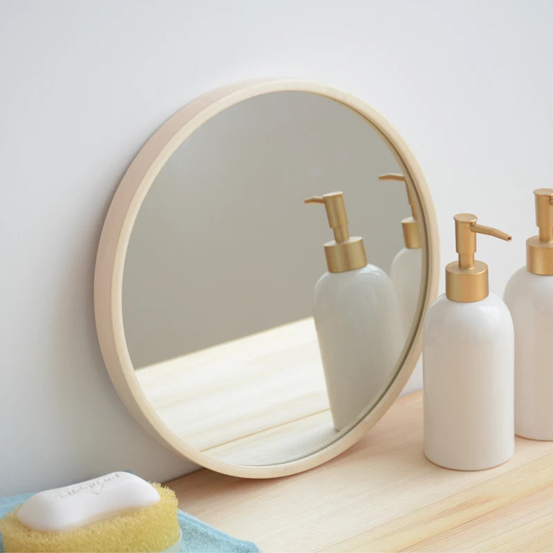 miroirs décoratifs ronds en bois nordique pour intérieur - vue 3 sur 8