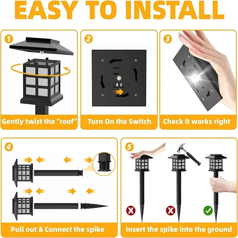lot de lampes solaires led pour éclairage extérieur décoratif de jardin - vue 7 sur 8