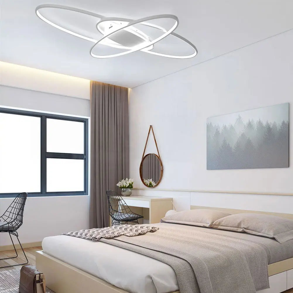 plafonnier led décalé 3 ellipses télécommande - vue 3 sur 8