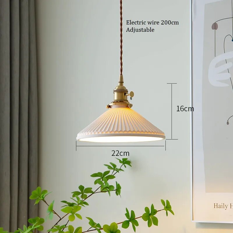 Suspension en céramique et cuivre au design nordique Vintage - vue 3 sur 8