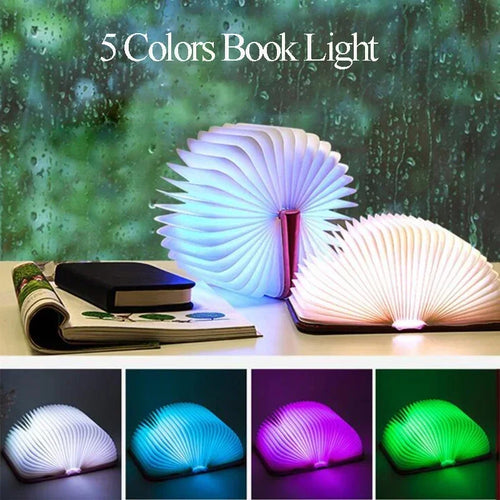 3D pliant créatif LED veilleuse RGB couleur USB Recharge en bois livre lumière décor chambre bureau lampe de Table pour enfant cadeau d'anniversaire
