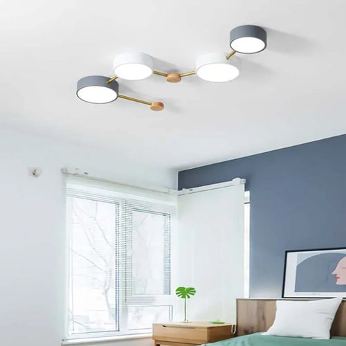plafonnier nordique led bois macaron 3-8 têtes éclairage décoratif - vue 5 sur 10