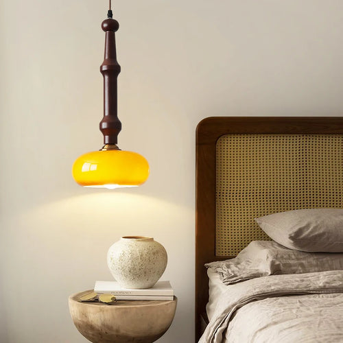 suspension en bois d'hévéa et verre pour intérieur moderne - vue 2 sur 10