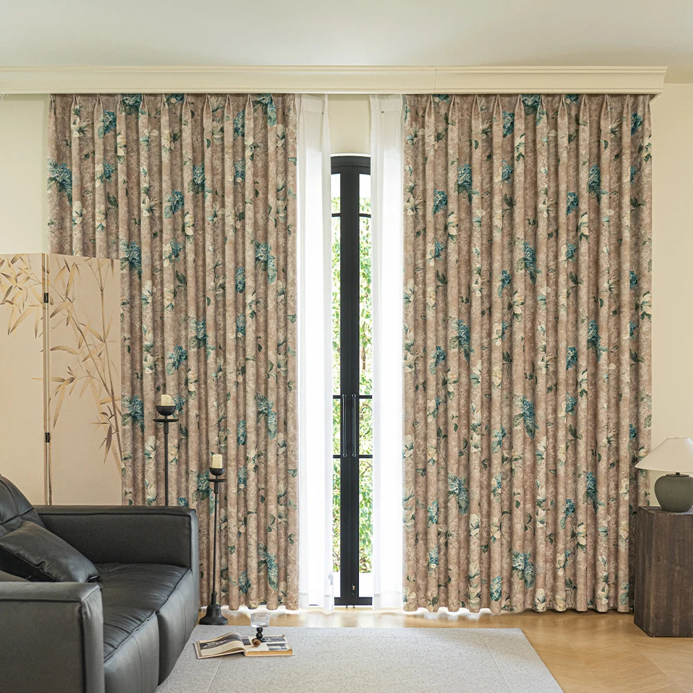 Rideau occultant motif floral style moderne chambre salon
