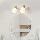 Applique murale nordique en bois LED Double tête lait blanc applique murale en verre pour chambre salon étude salle à manger décor à la maison luminaire