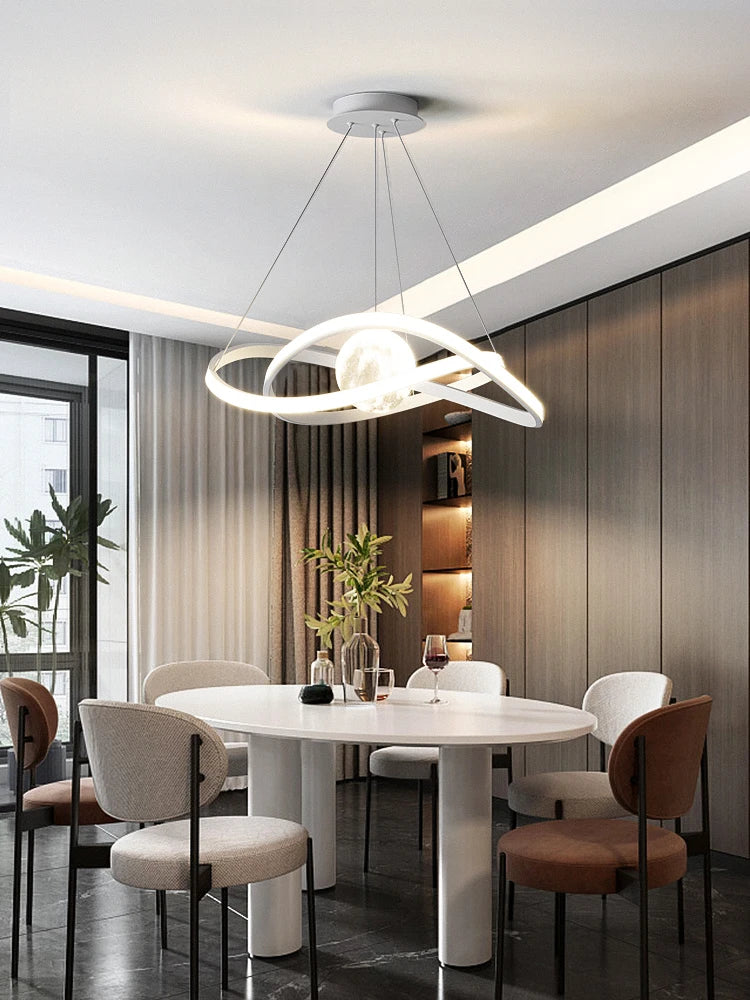lustre nordique led lune lampe suspendue éclairage intérieur décoratif
