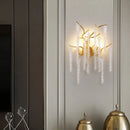 applique murale moderne en cristal avec branches de cerisier design art déco