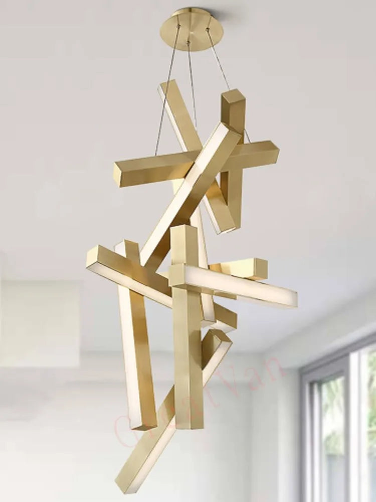 suspension moderne minimaliste métal rectangle créatif luxe - vue 3 sur 9