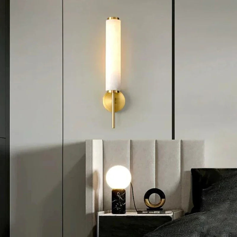 applique murale moderne en cuivre et marbre naturel design élégant - vue 4 sur 7