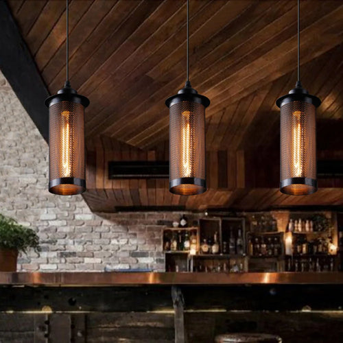 E27 Industrial Cage Ceiling Pendant Light,Wire Cage Loft Pendant Lamp Shade Small Hanging Lighting Fixture - vue 5 sur 6