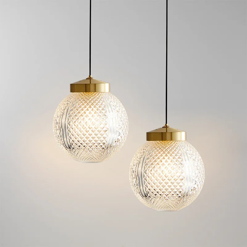 lampe suspendue moderne en cuivre avec cordon en verre réglable - vue 3 sur 9