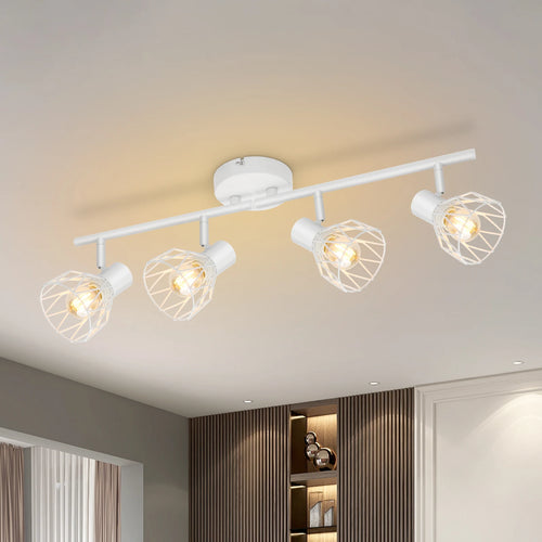 Plafonnier LED 4 voies rotatif - Lumières noires/blanches - Luminaires de plafond - Cage métallique pour plafond E14 - Spot de plafond