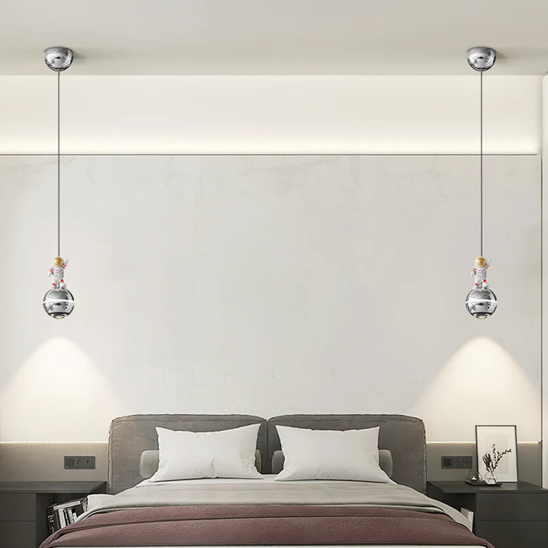 lustre moderne led design astronaute petites suspension - vue 4 sur 18