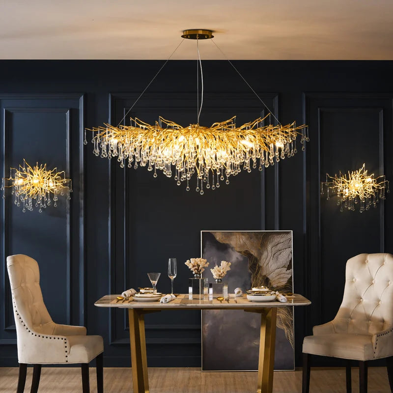 lustre en cristal led de luxe moderne simple intérieur