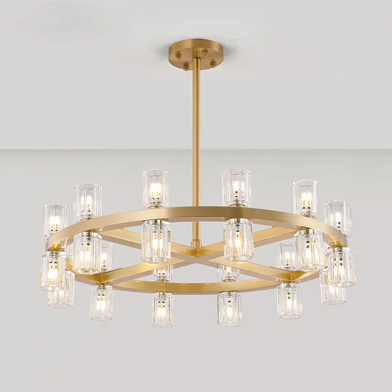 lustre moderne en cuivre led avec cristaux pour hôtel et foyer - vue 5 sur 17
