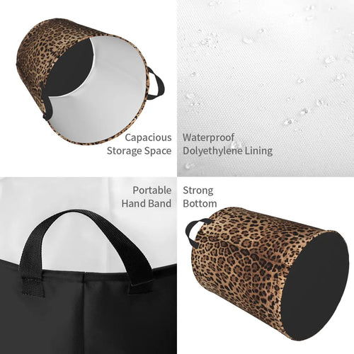 panier à linge imprimé léopard grand rangement pliable pour vêtements - vue 10 sur 17