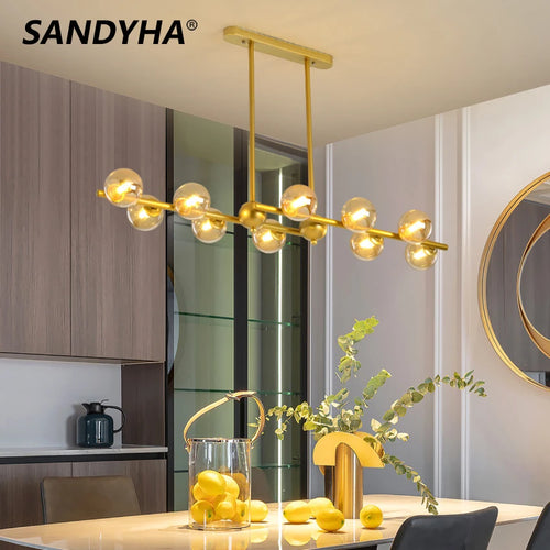 lustre moderne en verre pour éclairage intérieur décoratif - vue 2 sur 10