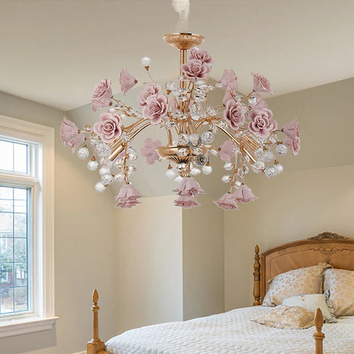 lustre en cristal céramique porcelaine lampe LED pour intérieur - vue 7 sur 9