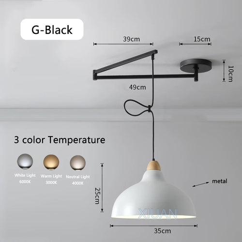 suspension moderne à bras oscillant led mobile - vue 15 sur 30